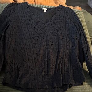 Hinge Black Lace V-Neck Blouse